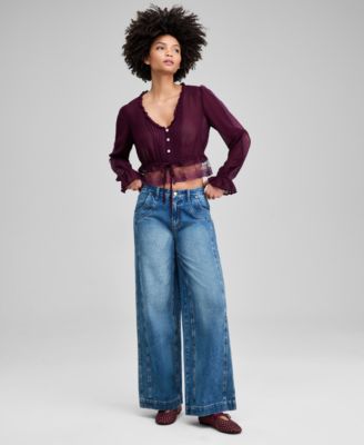 Women's Textured Sheer Blouse