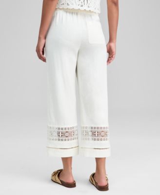 Women's Crochet-Inset Drawstring Pants, Macy's Exclusive