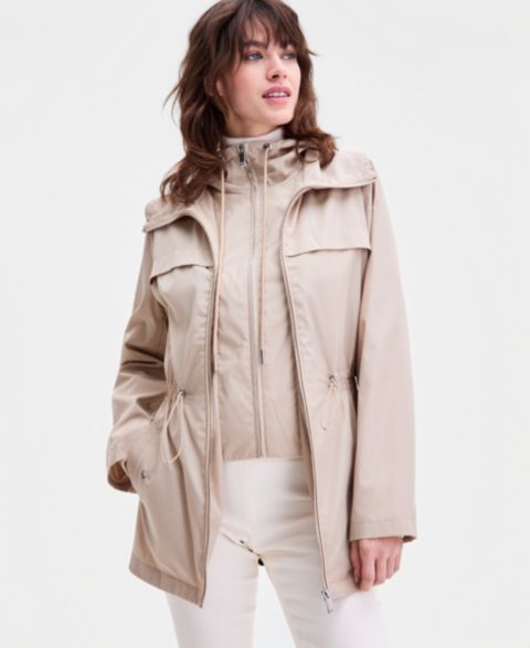Женские куртки Calvin Klein Women's Bibbed Hooded Anorak Coat