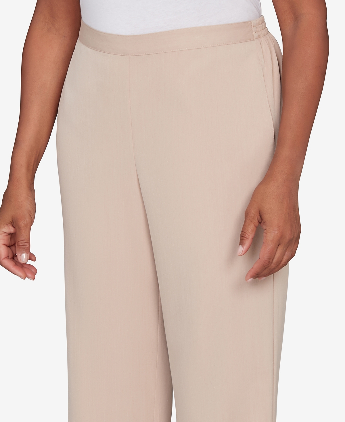 Alfred Dunner Plus Size Saratoga Springs Side Seam Pocket Average Length Twill Pants In Neutral