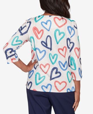 Women's Saratoga Springs Tossed Heart Pattern Knit Top