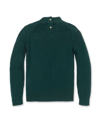 Girls Organic Long Sleeve Mock Neck Sweater with Rosettes