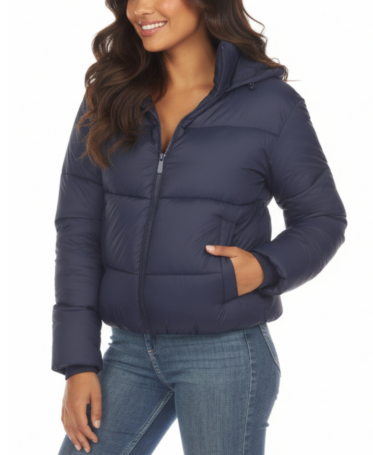 White Mark Women's Quilted Puffer Full Front Zipper Jacket In Animal Print