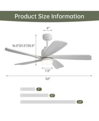 52-inch Modern Stylish White 5-Blade Ceiling Fan with Remote Control and Light Source