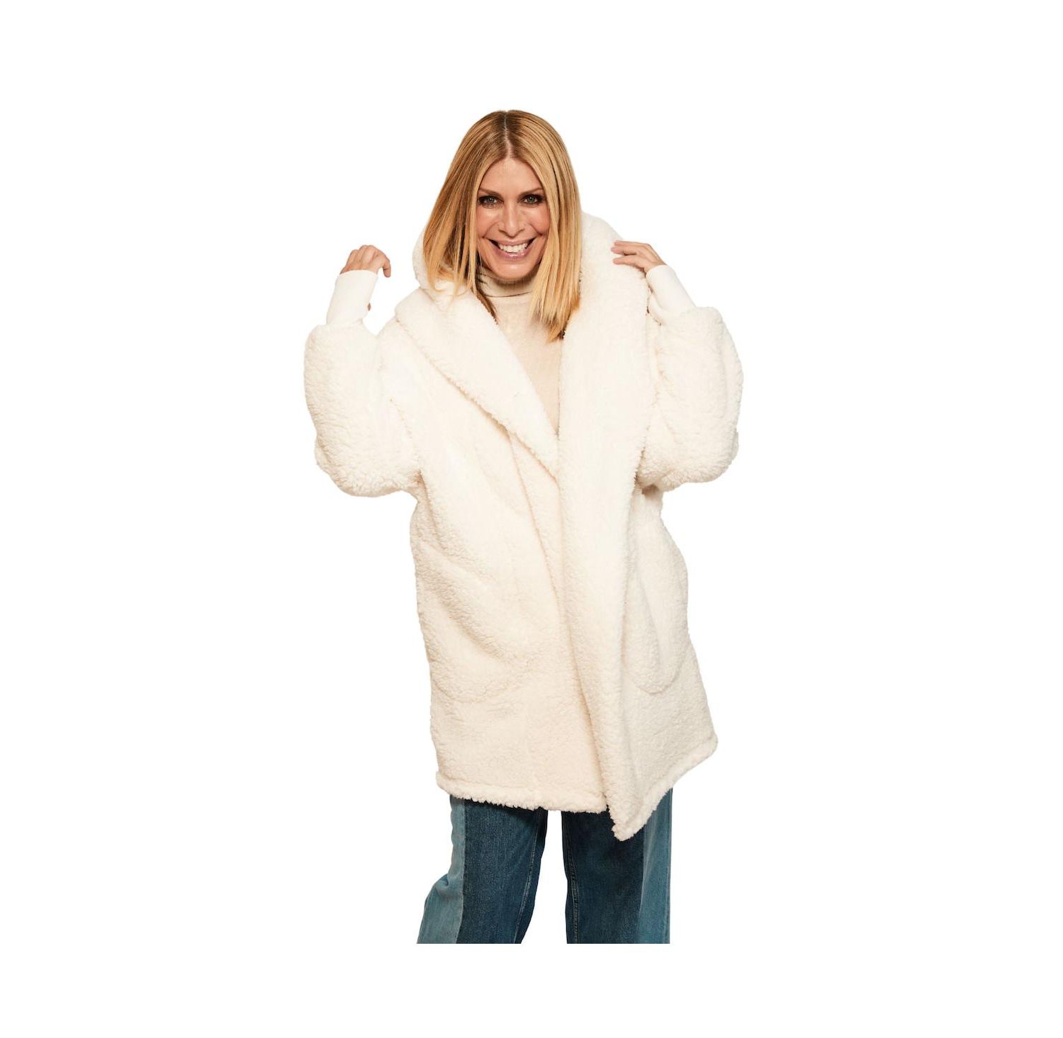 Men's and Women's Cream WNBA Breast Cancer Awareness Oversized Hooded Sweater