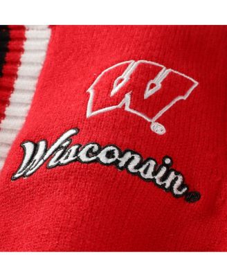 Women's Red Wisconsin Badgers Tri-Blend Rounded Stripe Sweater