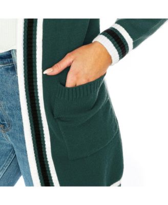 Women's Dark Green Miami Hurricanes Tri-Blend Rounded Stripe Sweater