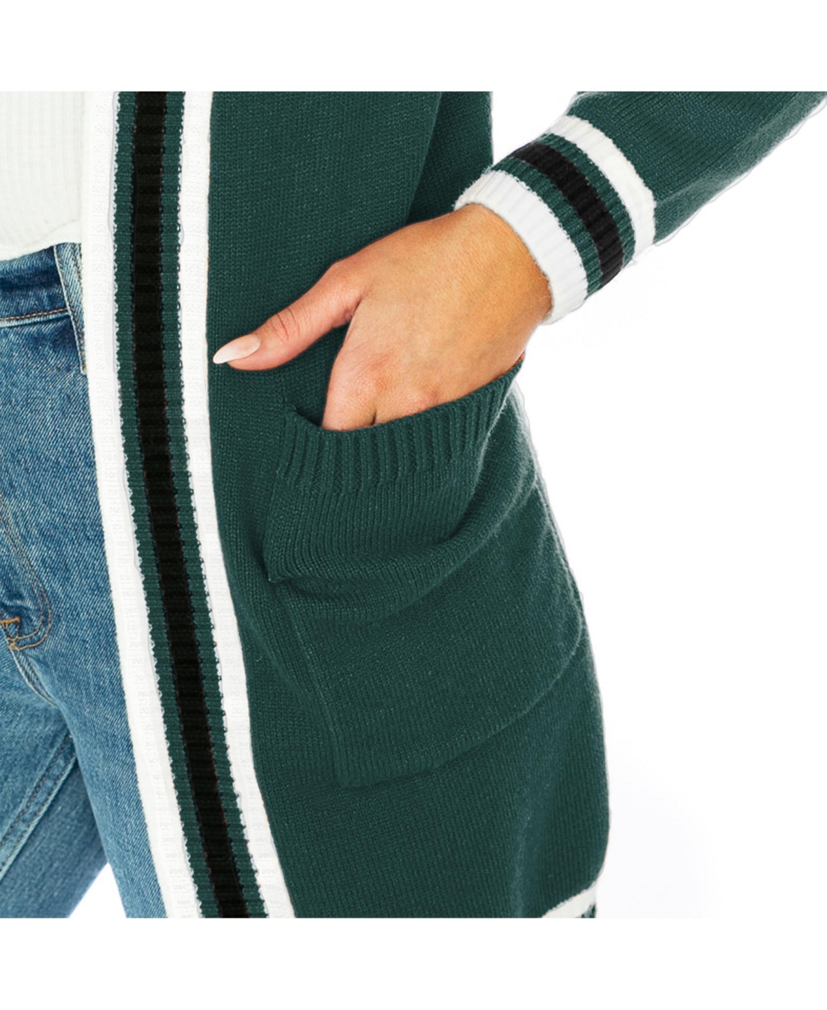 Gameday Couture Women's Dark Green Miami Hurricanes Tri-blend Rounded Stripe Sweater In Green