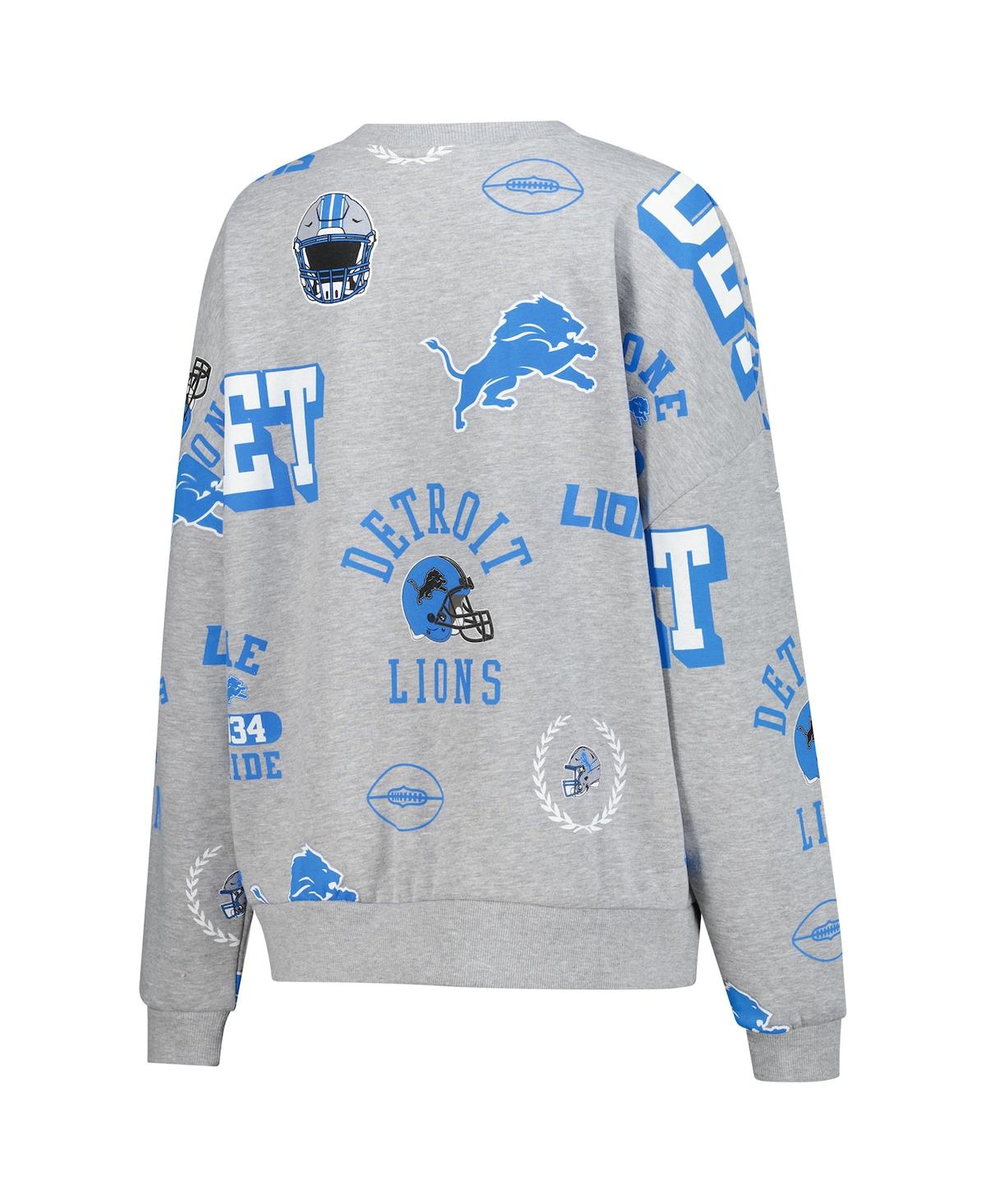 Gameday Couture Women's Heather Gray Detroit Lions Always On Repeat Fleece Sweatshirt In Animal Print
