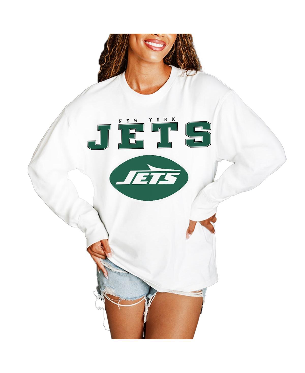 Gameday Couture Women's White New York Jets Big Goals Oversized Long Sleeve T-Shirt