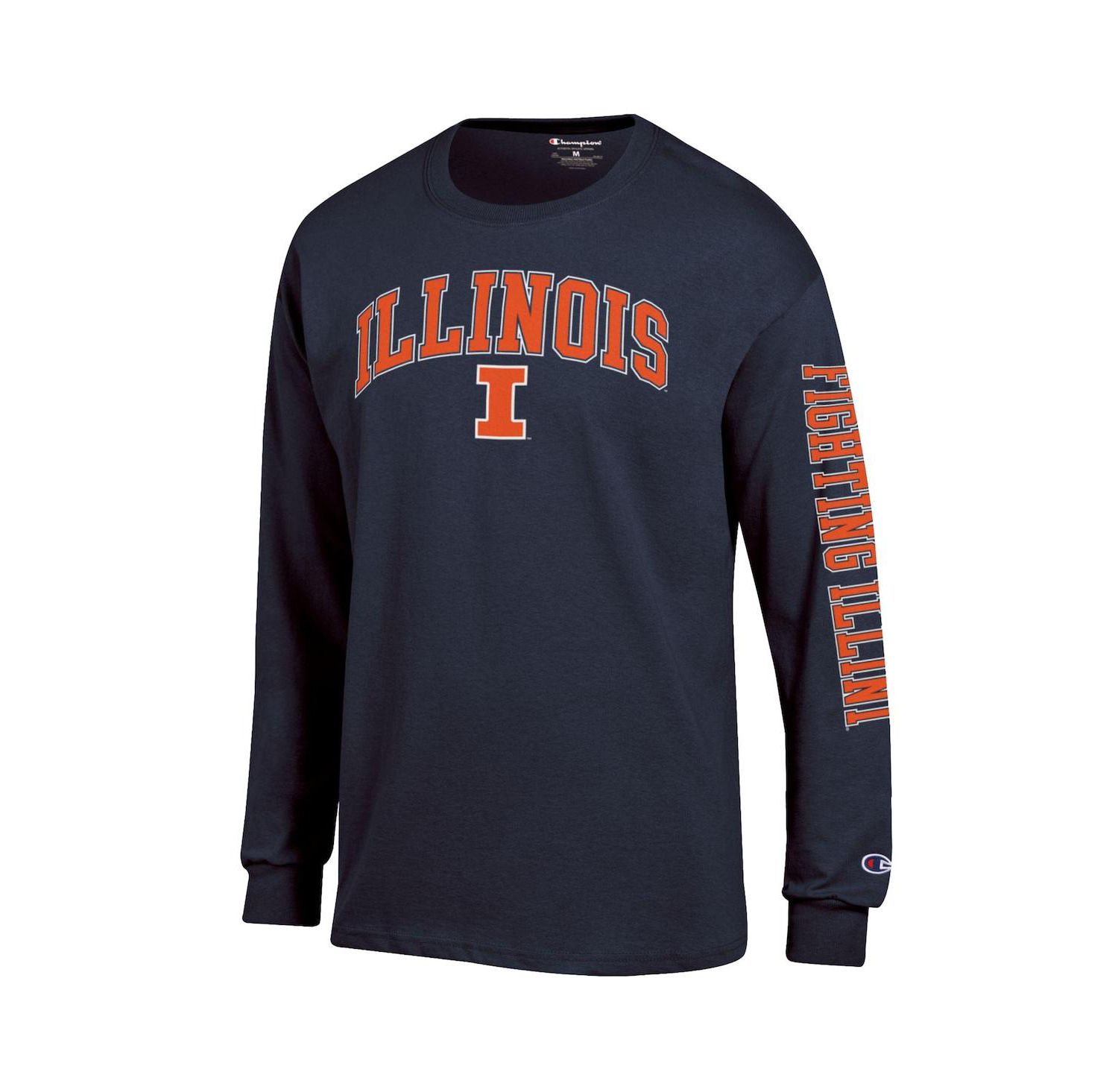 Men's Orange Illinois Fighting Illini Arch Over Logo 2-Hit Long Sleeve T-Shirt
