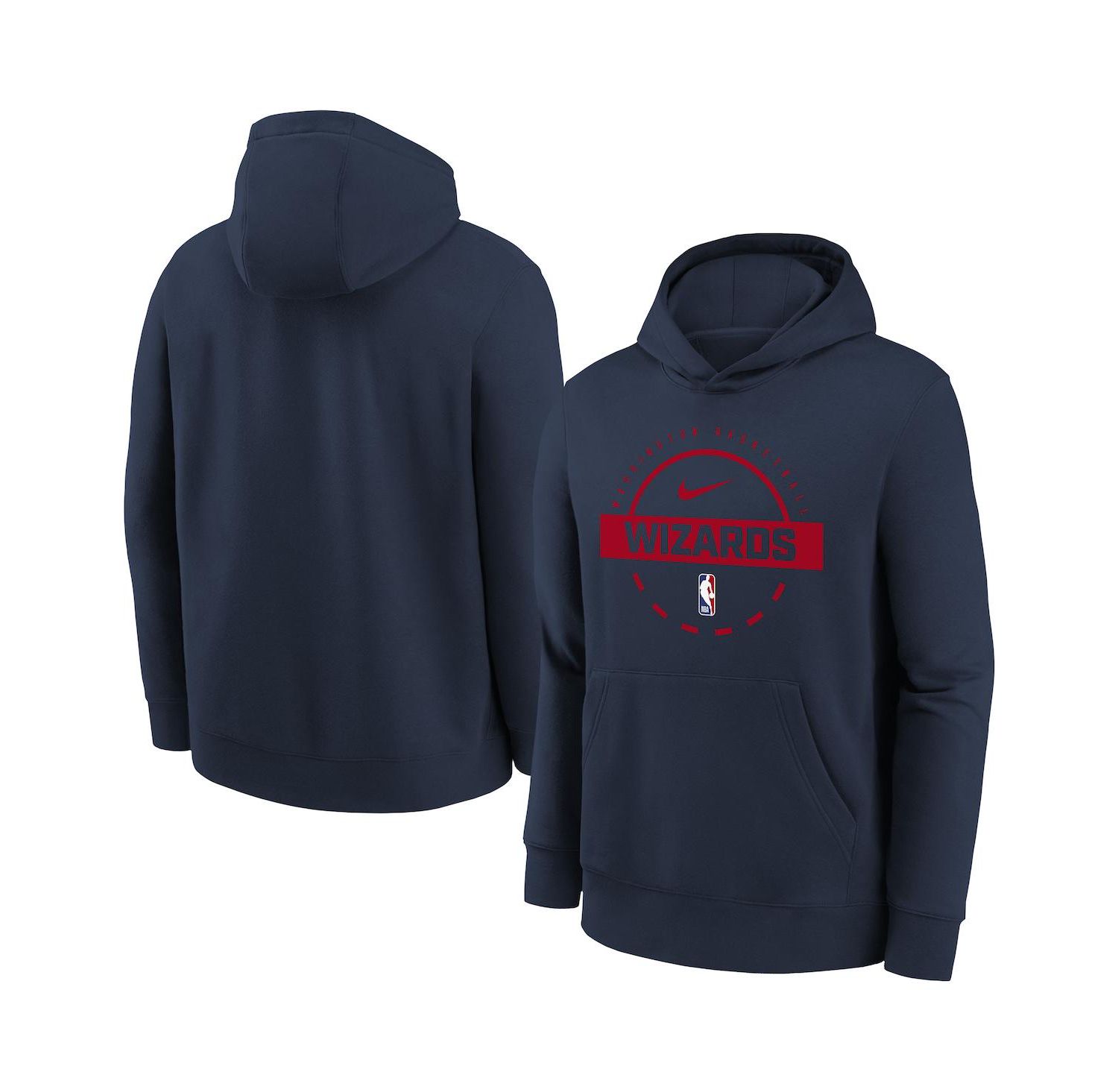 Big Boys and Girls Navy Washington Wizards 2025/26 Club Fleece Practice Hoodie