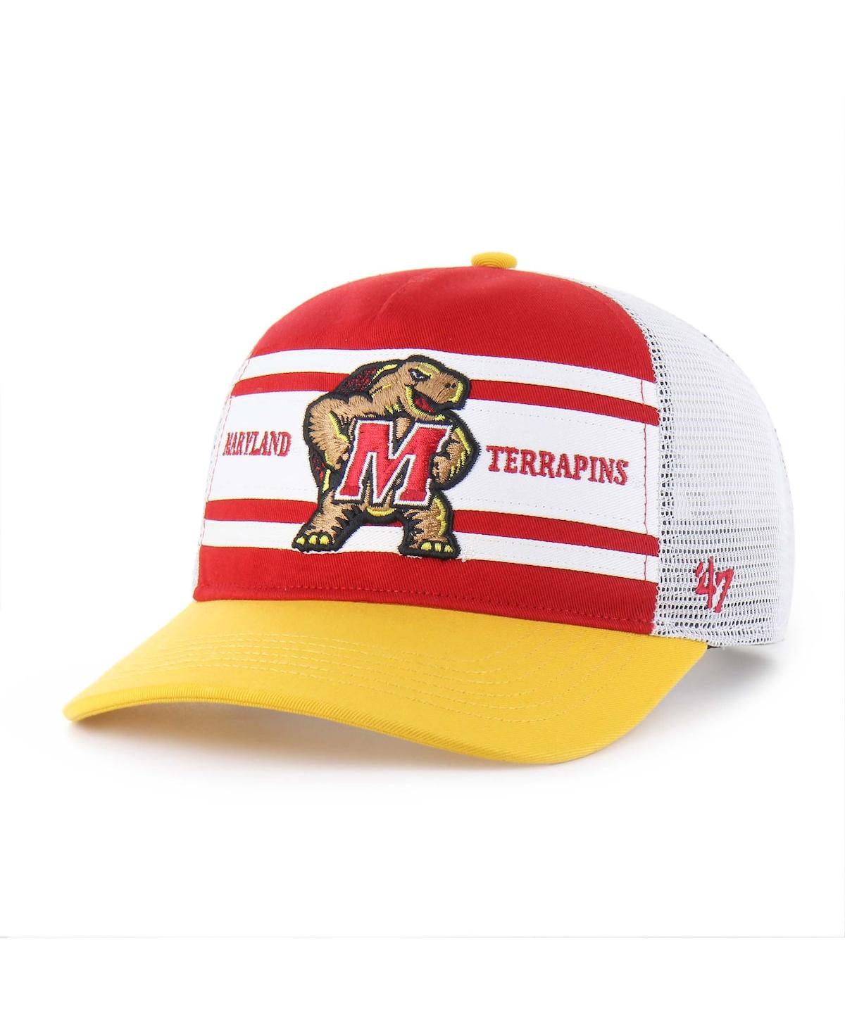 '47 Brand Big Boys and Girls Red/Gold Maryland Terrapins Super Stripe Hitch Adjustable Trucker Hat