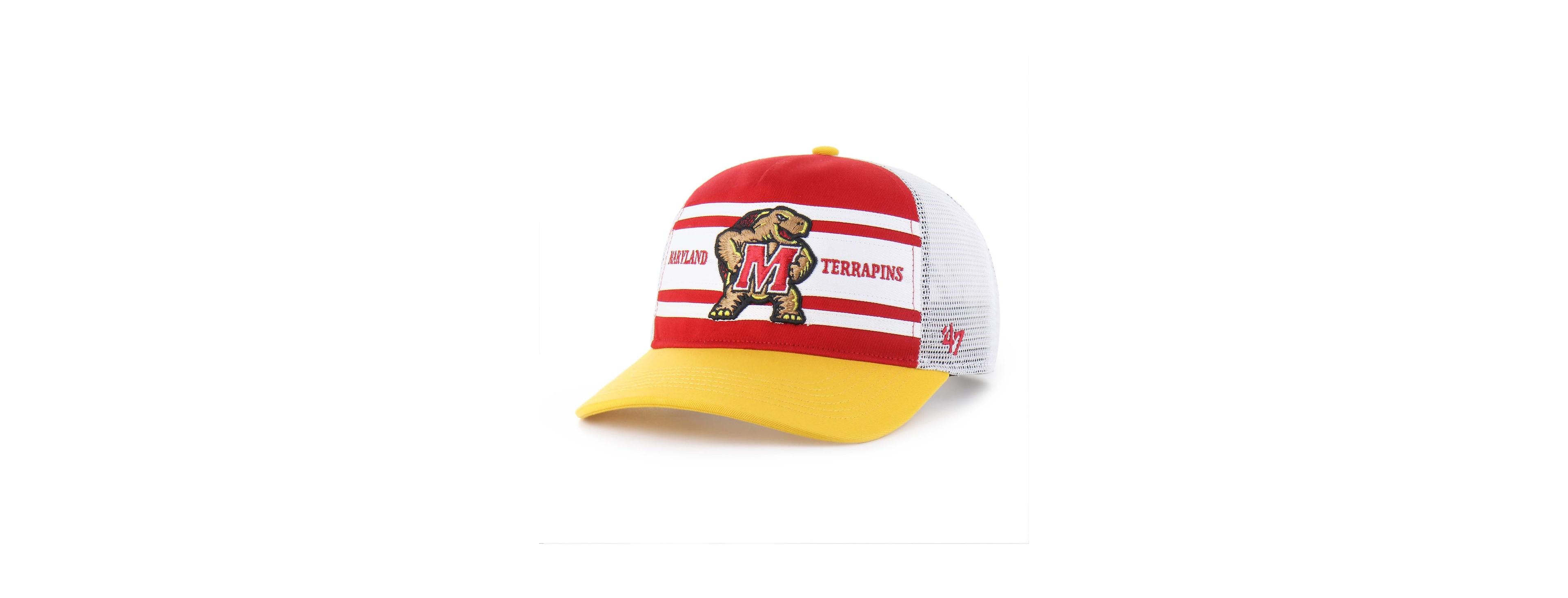 '47 Brand Big Boys and Girls Red/Gold Maryland Terrapins Super Stripe Hitch Adjustable Trucker Hat