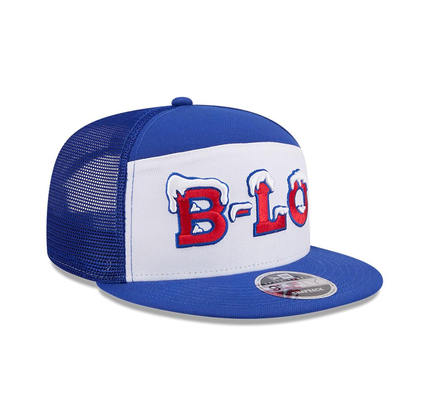Men's White/Royal Buffalo Bills 2025 Rivalries Collection Team Split Panel 9FIFTY Snapback Hat