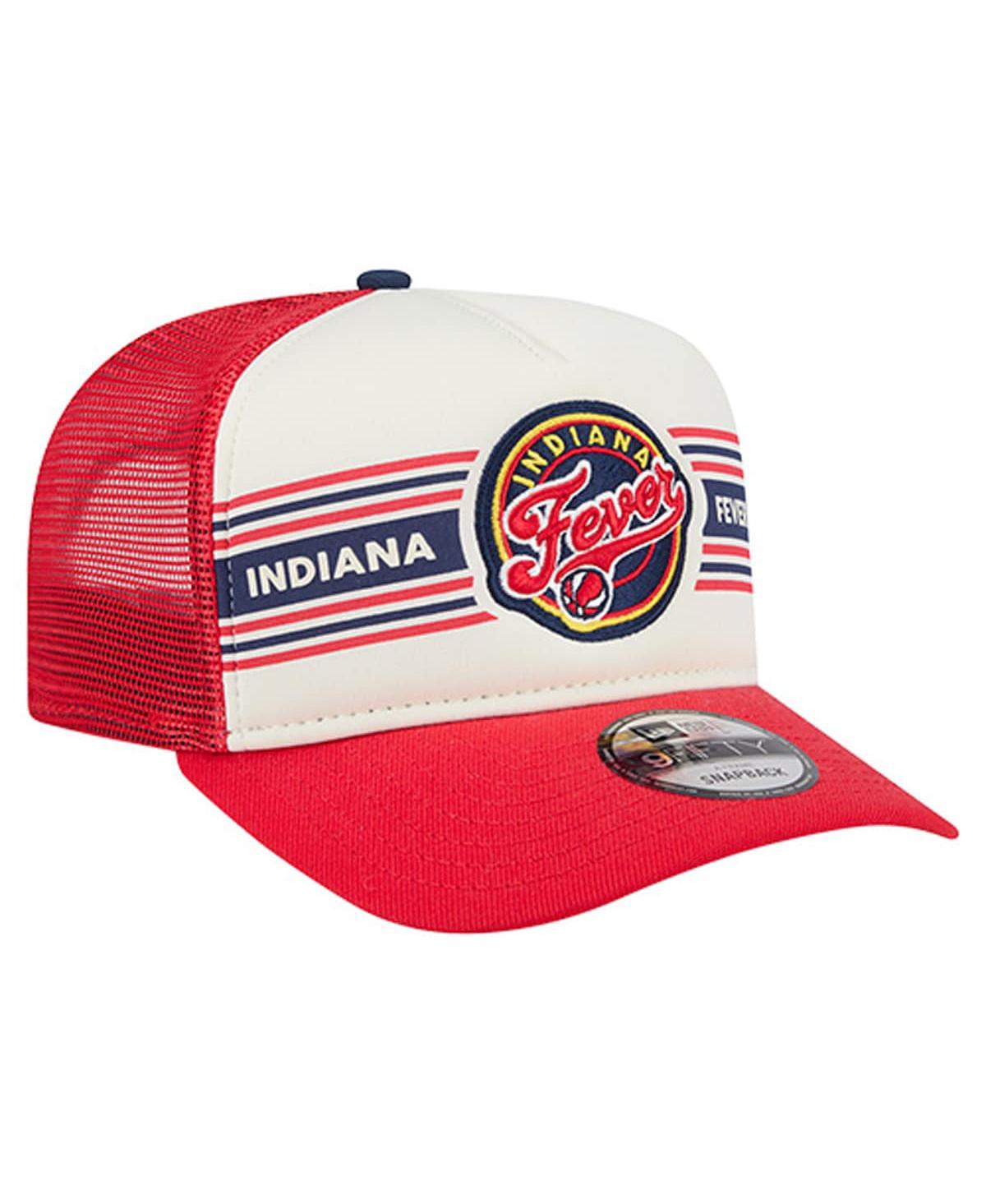 New Era Men's And Women's White/red Indiana Fever Banner Foam Front 9fifty A-frame Adjustable Trucker Hat In Red