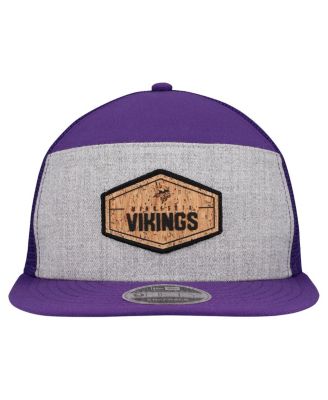 Men's Gray/Purple Minnesota Vikings Cork Split Panel 9FIFTY Trucker Snapback Hat