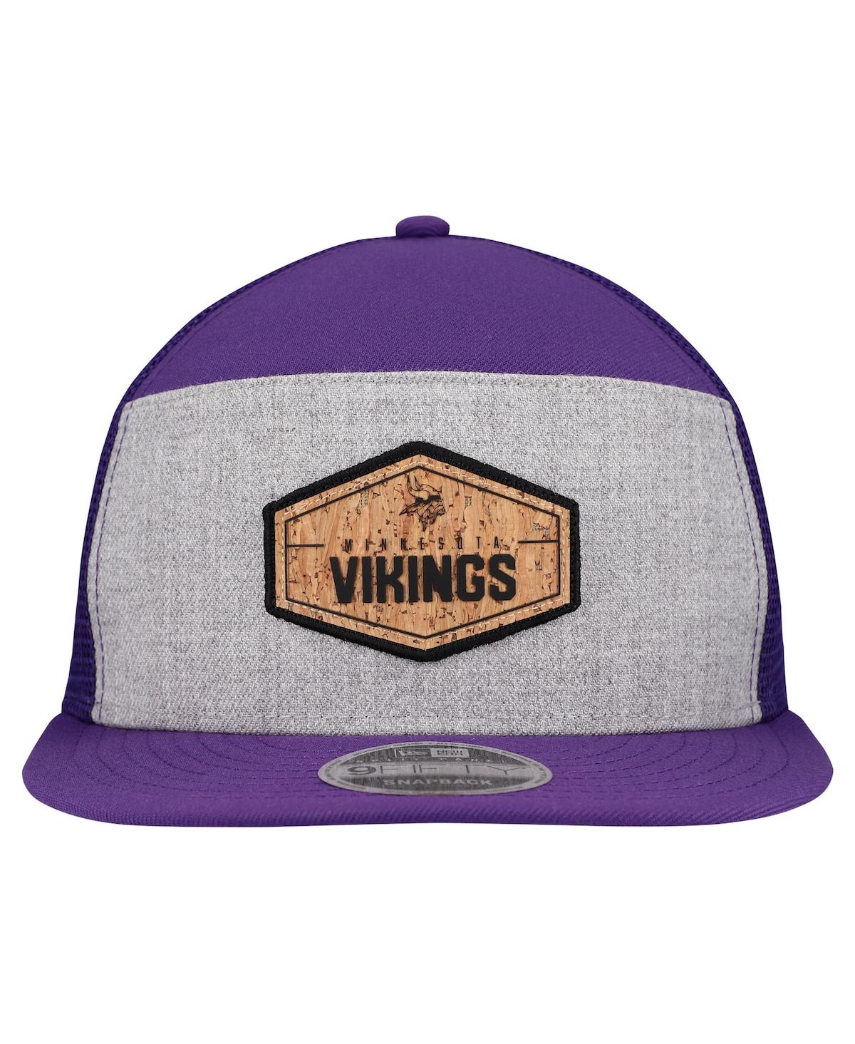 New Era Men's Gray/Purple Minnesota Vikings Cork Split Panel 9FIFTY Trucker Snapback Hat