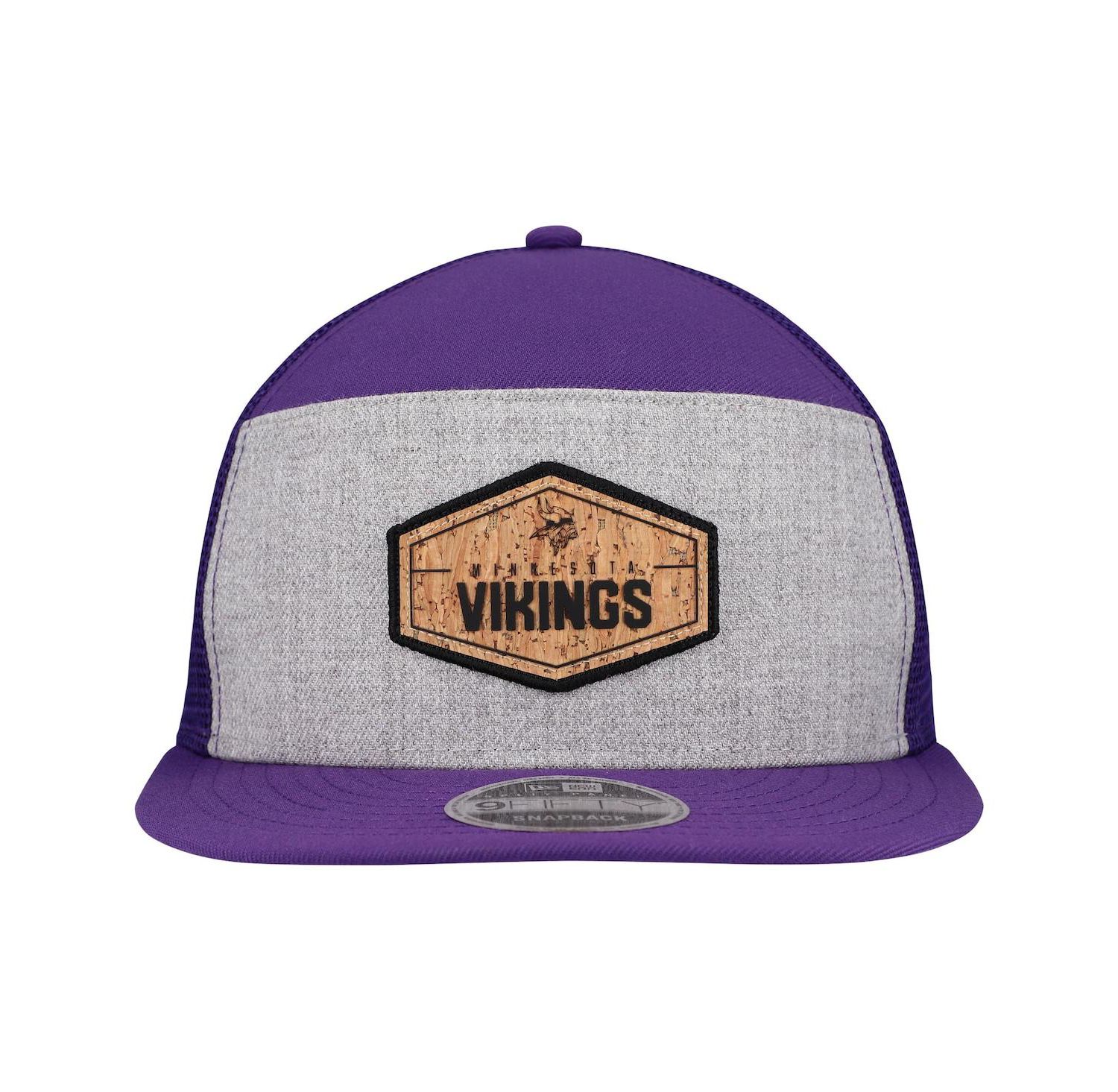 Men's Gray/Purple Minnesota Vikings Cork Split Panel 9FIFTY Trucker Snapback Hat