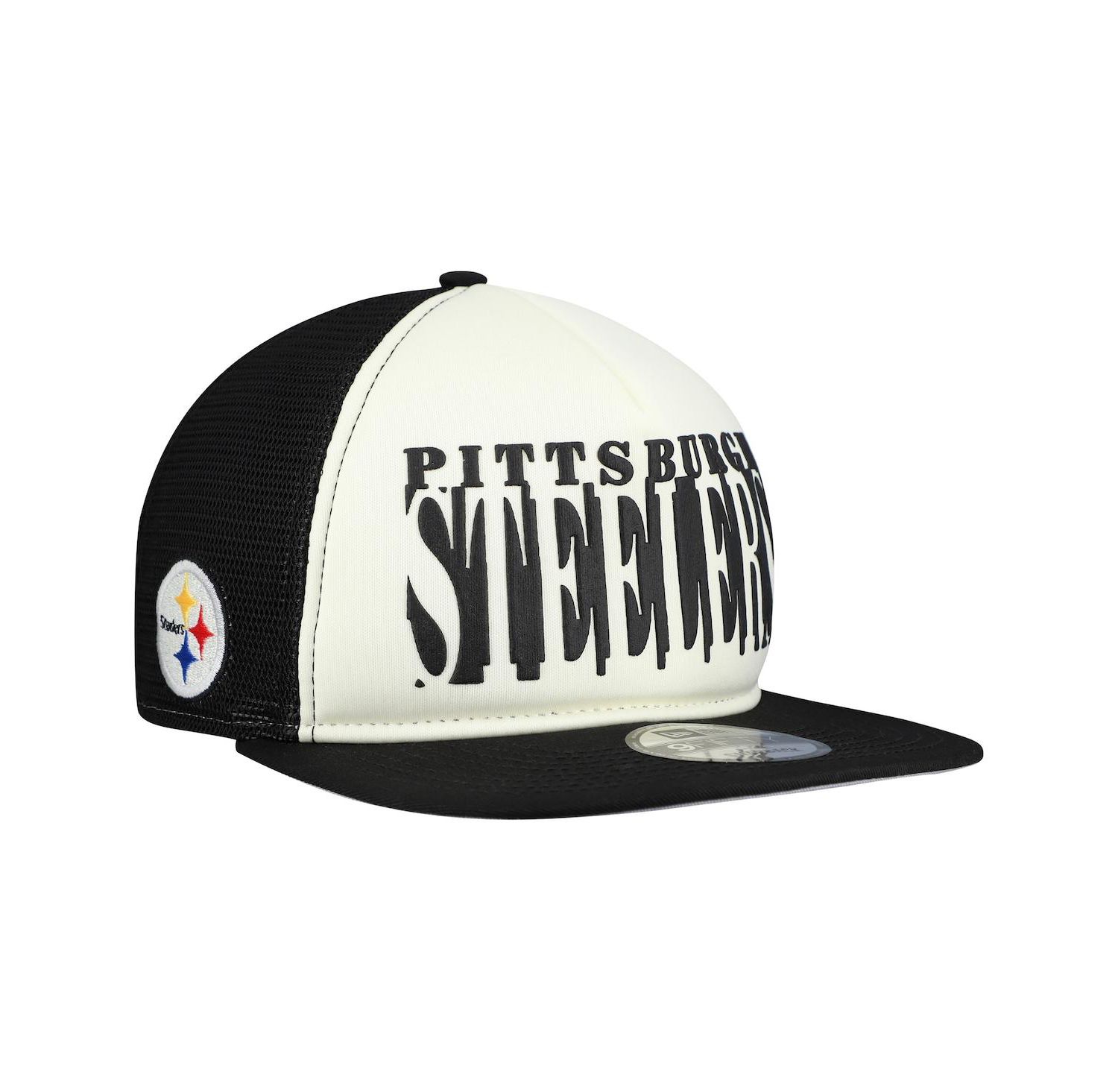 Men's Cream/Black Pittsburgh Steelers Cutout A-Frame 9FIFTY Snapback Hat