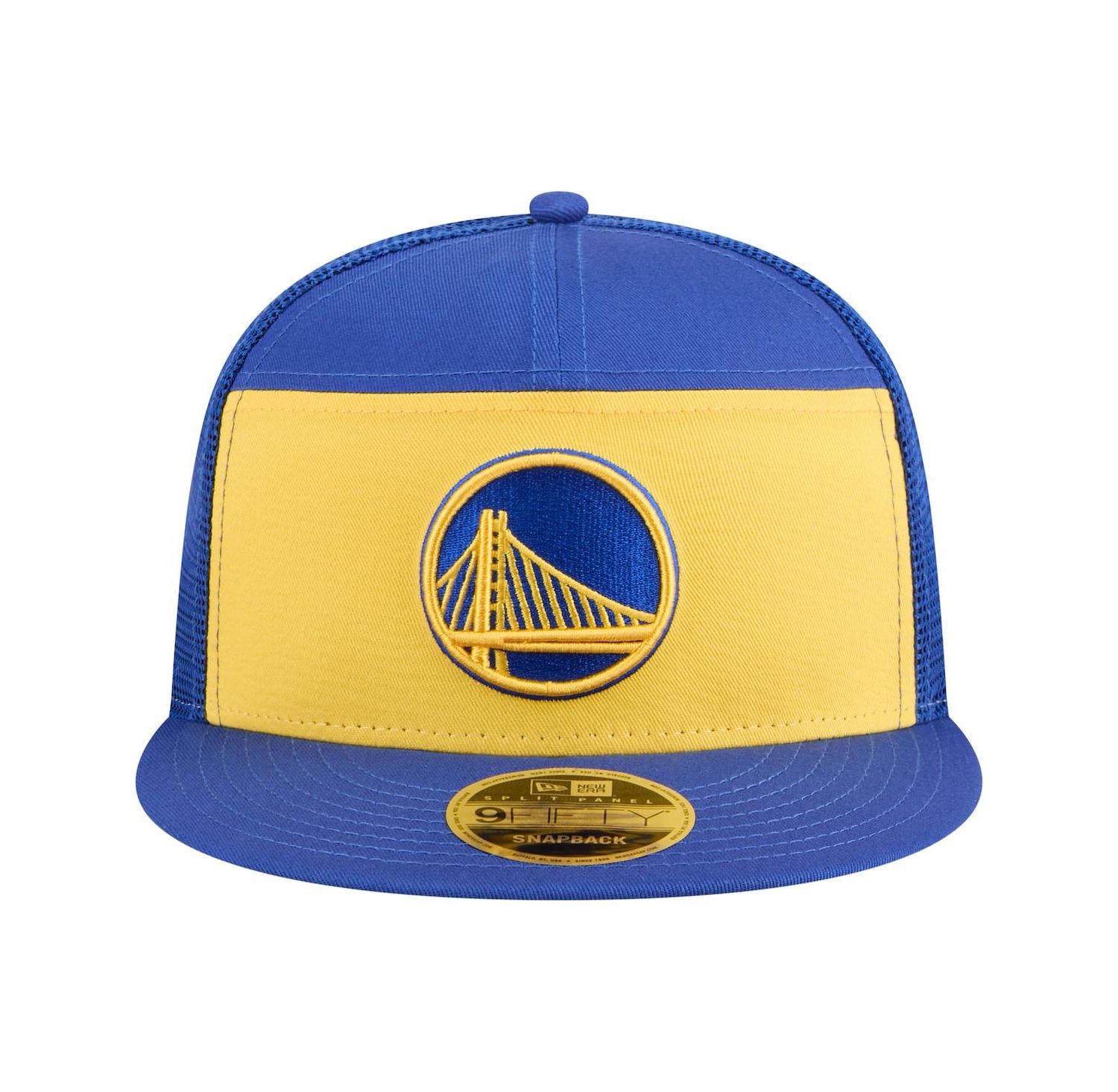 Men's Gold/Royal Golden State Warriors Outdoor Split Panel 9FIFTY Snapback Hat