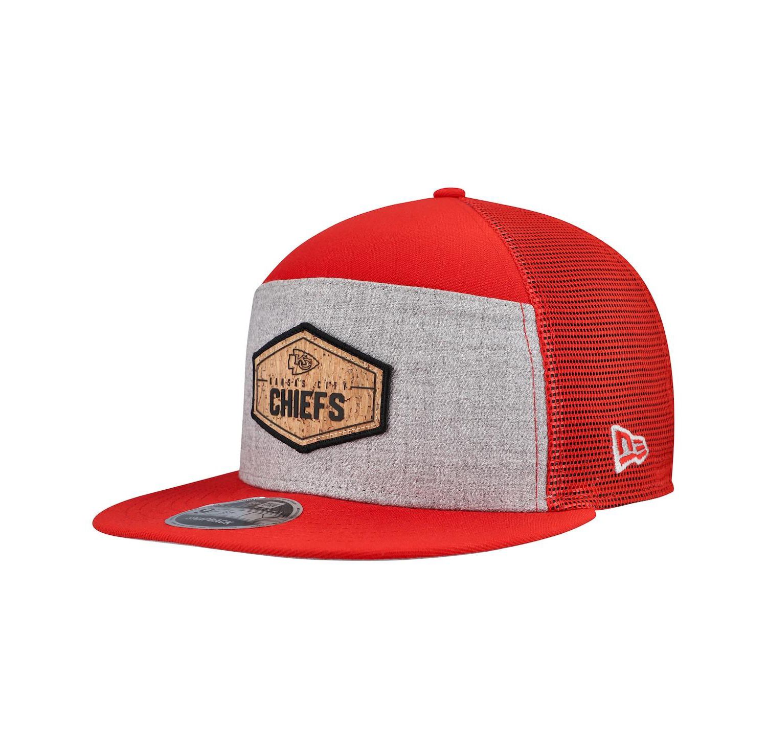 Men's Gray/Red Kansas City Chiefs Cork Split Panel 9FIFTY Trucker Snapback Hat
