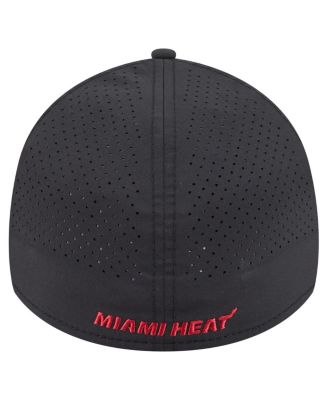 Men's Black Miami Heat Featherweight Poly Rope Flex 39Thirty Hat