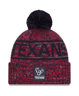 New Era - Men's Red Houston Texans 2025 Sideline Cold Weather Cuffed Pom with Knit Hat