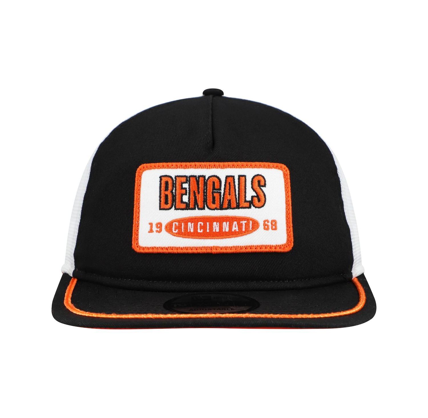 Men's Black/White Cincinnati Bengals Patch 19TWENTY Adjustable Hat