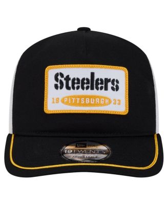 Men's Black/White Pittsburgh Steelers Patch 19TWENTY Adjustable Hat