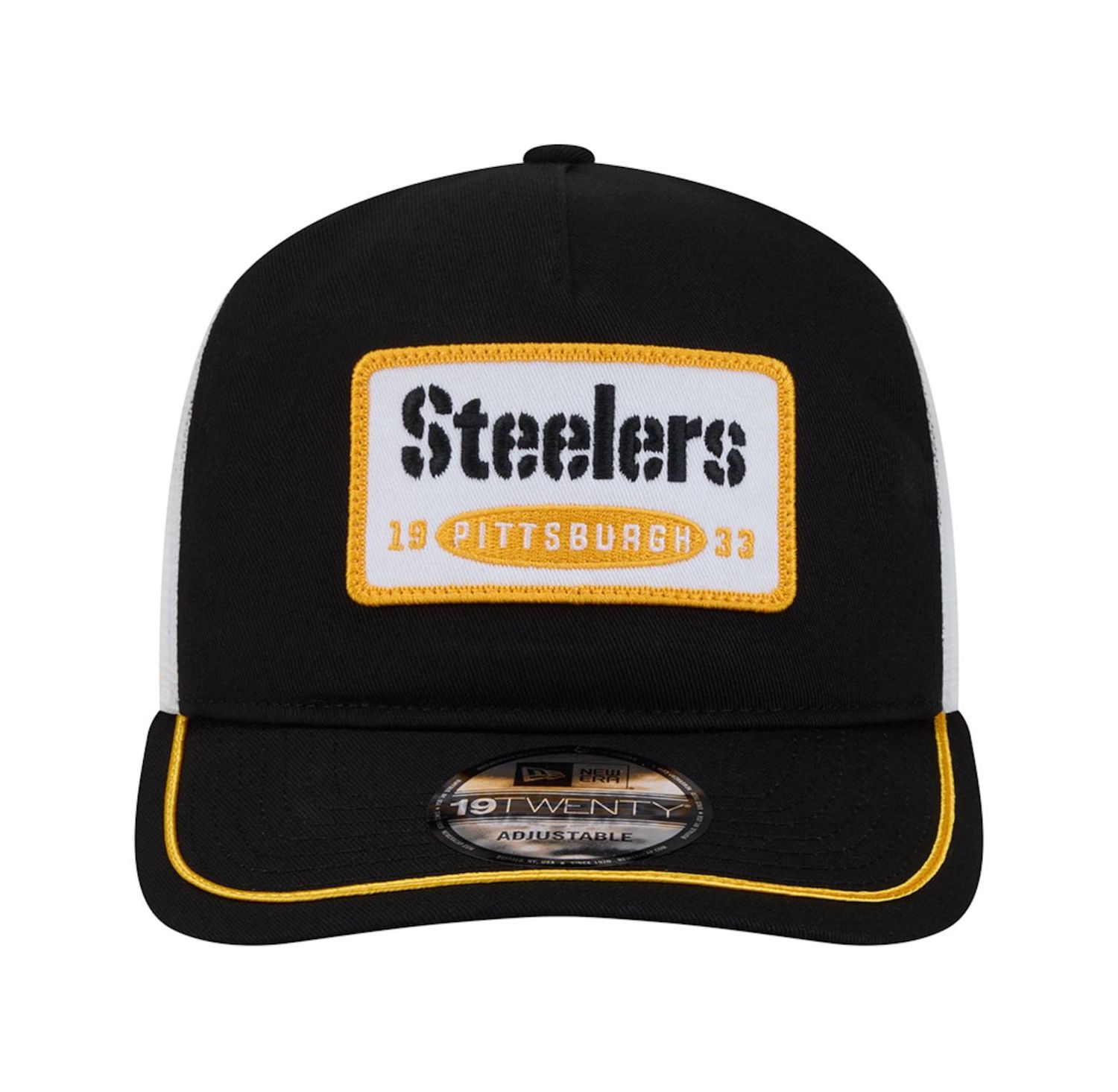 Men's Black/White Pittsburgh Steelers Patch 19TWENTY Adjustable Hat