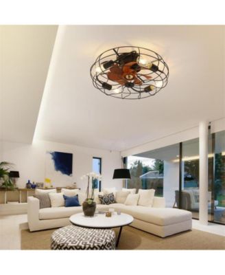 20 Inch 3 Blade Caged Ceiling Fan with Light, Remote Control, 6 Speed Adjustable and Timer Function