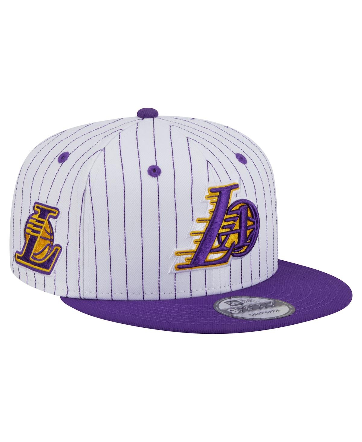New Era Men's White Los Angeles Lakers Deceptor Pinstripe 9FIFTY Snapback Hat