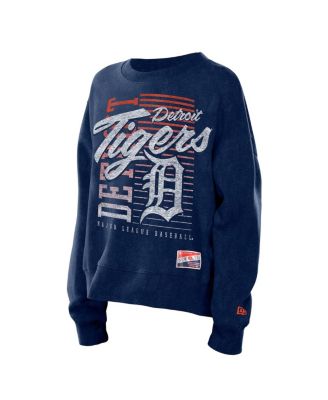 Women's Navy Detroit Tigers Boxy Mineral Wash Dolmen Sleeve Sweatshirt