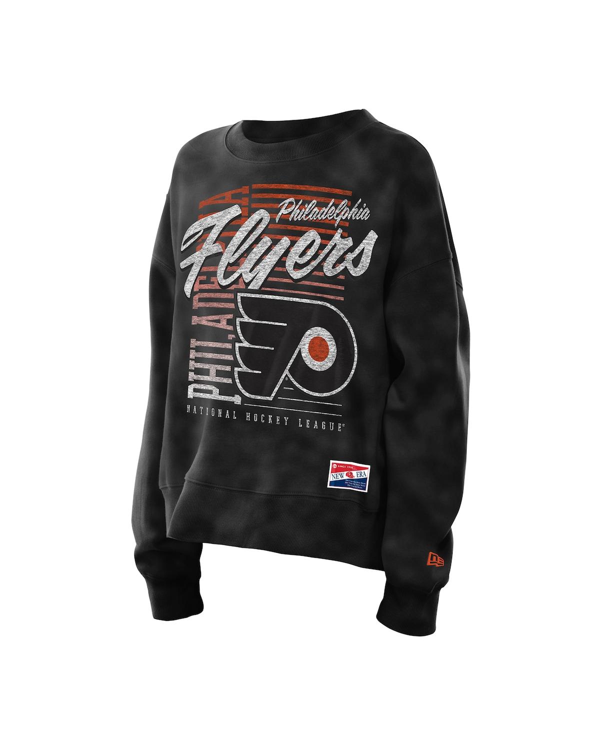 New Era Women's Black Philadelphia Flyers Oversized Throwback Mineral Wash Sweatshirt In Black