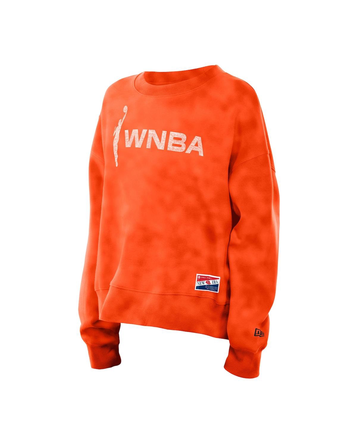 New Era Women's Orange Wnba Oversized Mineral Wash Sweatshirt In Orange