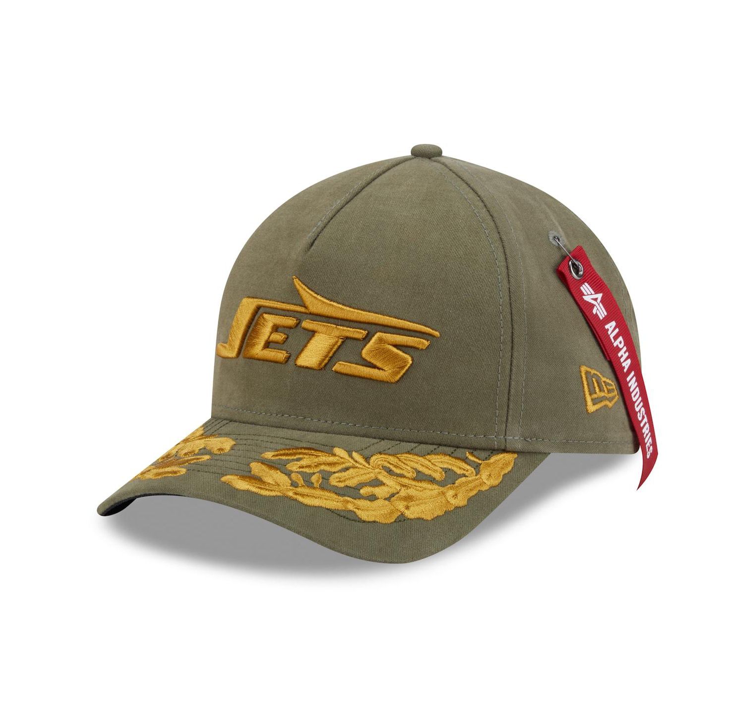 x Alpha Men's Industries Olive New York Jets A-Frame 9FORTY Adjustable Hat