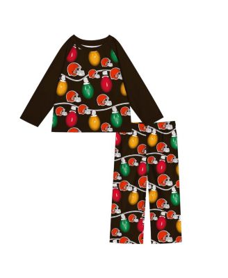 Outerstuff - Toddler 2-Piece Cleveland Browns Garland Holiday Long Sleeve Pajama Set