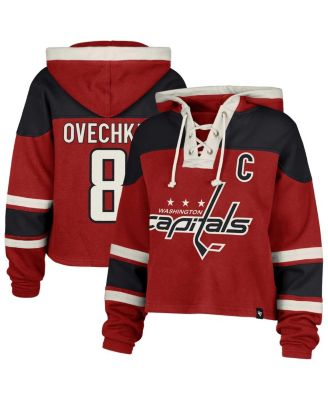 '47 Brand - Women's Alexander Ovechkin Red Washington Capitals Superior Lacer Cropped Pullover Hoodie