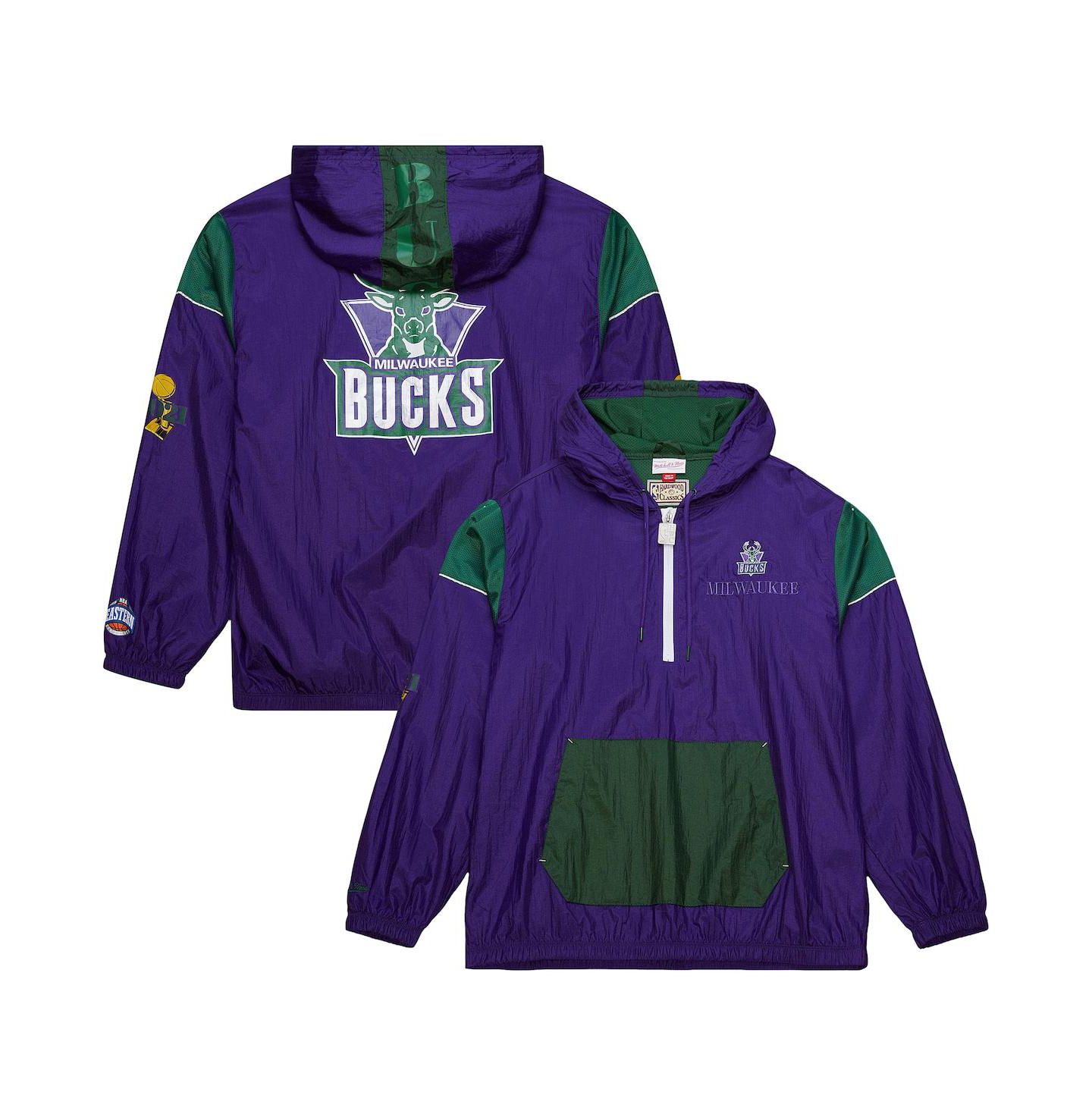 Куртка Mitchell & Ness Purple Milwaukee Bucks Hardwood Classics Team OG 3.0 Anorak Half-Zip Windbreaker — фото 1