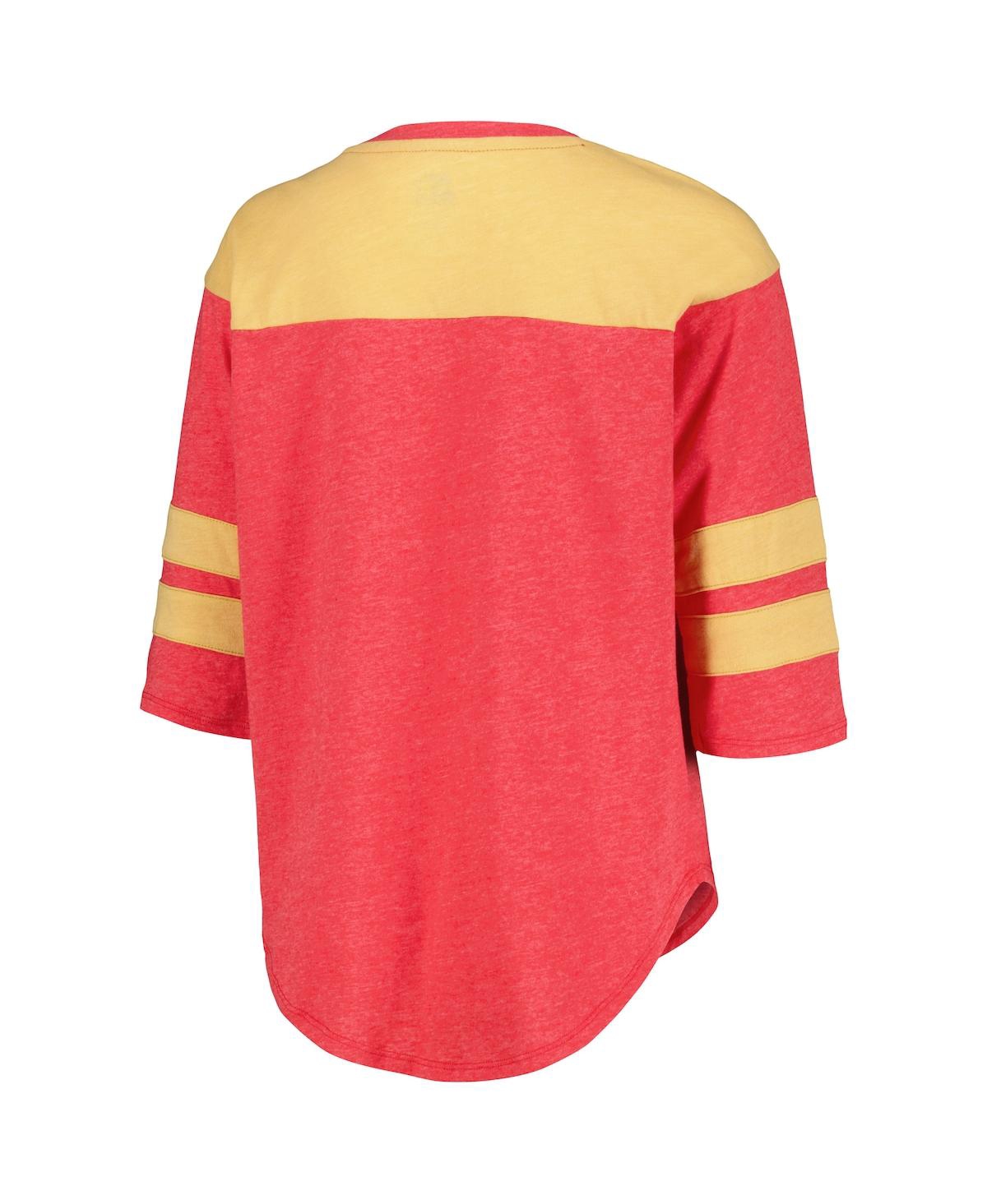 Starter Women's Scarlet San Francisco 49ers Fullback Tri-blend 3/4-sleeve T-shirt In Multi