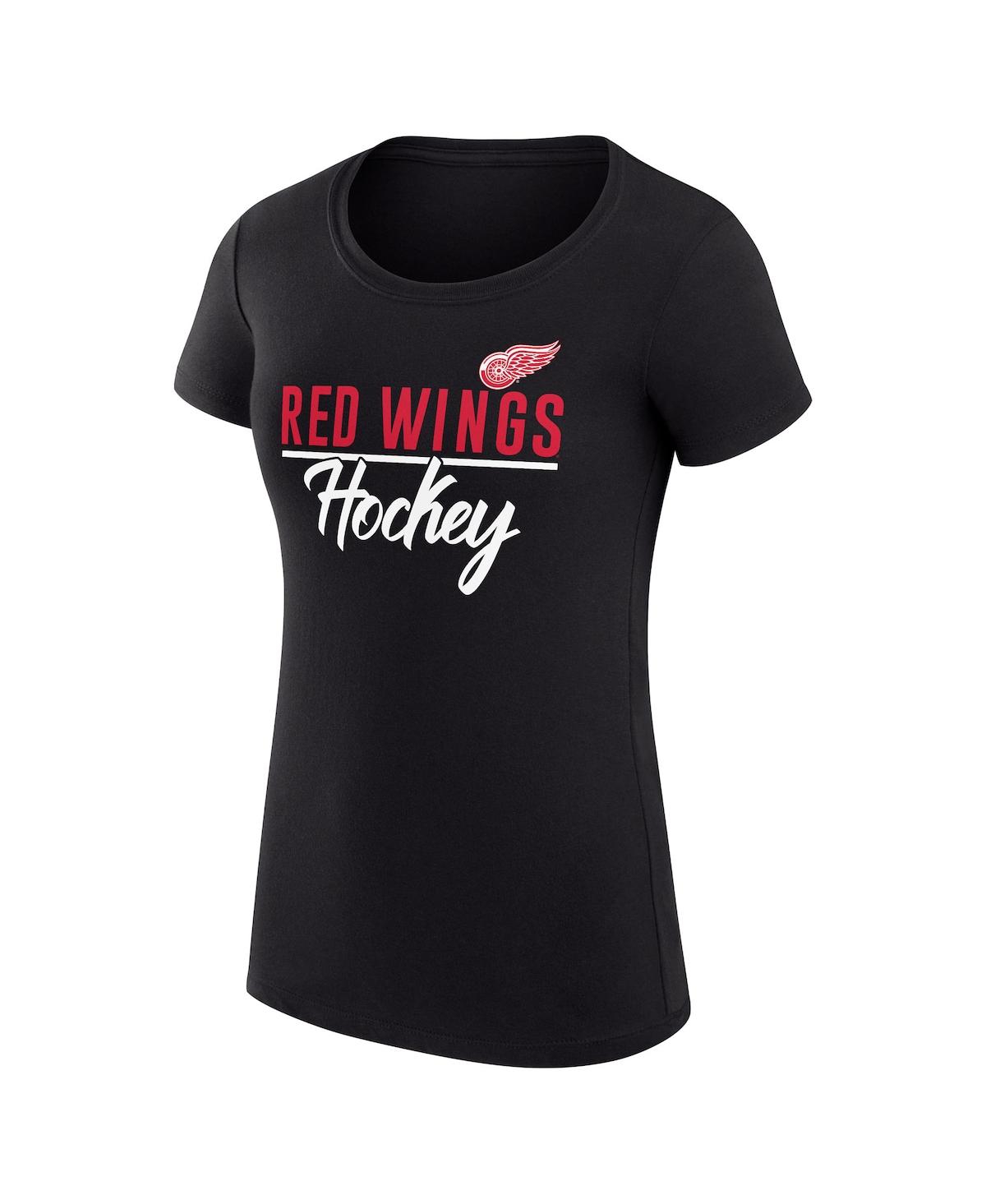 G-iii 4her By Carl Banks Women's Black Detroit Red Wings Super-slim Fit Lightweight Team Sport T-shirt In Black