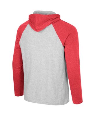 Men's Heather Grey Oklahoma Sooners Hasta La Vista Raglan Hoodie Long Sleeve T-Shirt