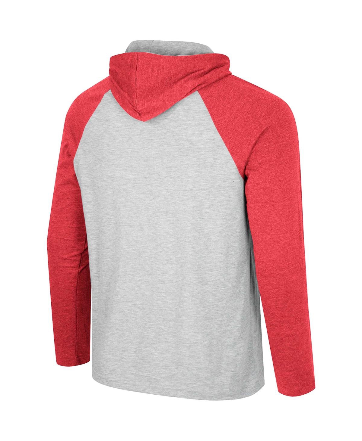 Colosseum Men's Heather Grey Oklahoma Sooners Hasta La Vista Raglan Hoodie Long Sleeve T-Shirt