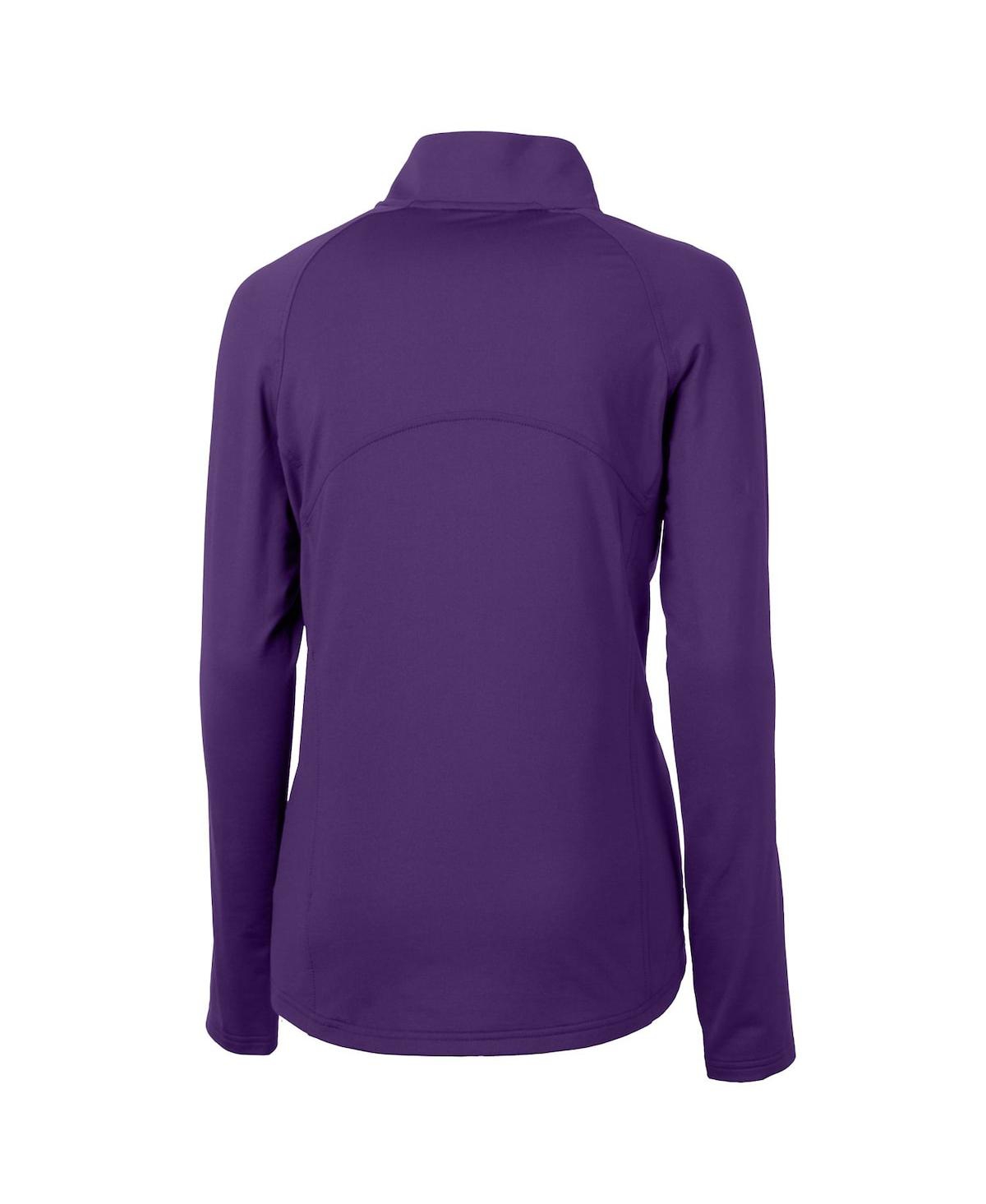 Cutter & Buck Women's Purple Lsu Tigers Adapt Eco Knit Stretch Half-zip Pullover Sweatshirt In Purple