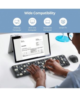 Quiet Wireless Keyboard And Mouse - Full-Size Colorful Keyboard And Mouse Combo, Slim Design, Low-Noise Typing For Windows PC Laptop