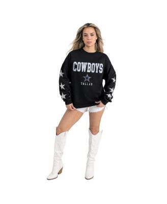 Gameday Couture - Women's Black Dallas Cowboys Velocity Relaxed Rhinestone Pullover Sweatshirt
