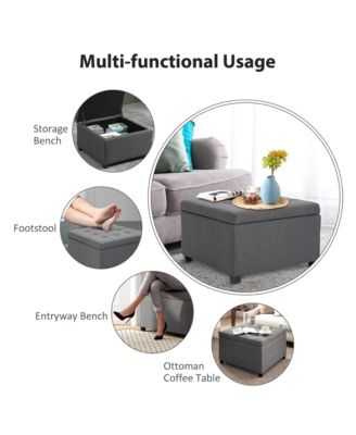 Fabric Tufted Storage Ottoman with Flip Top for Living Room Bedroom