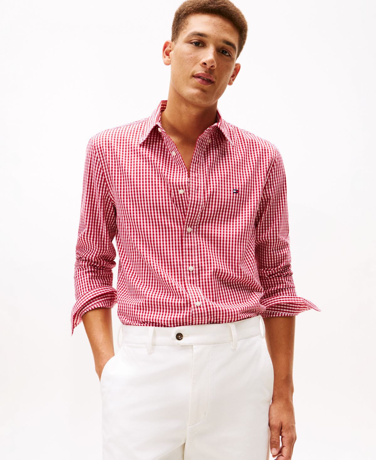 Мужская рубашка из гибкого поплина в крупную клетку