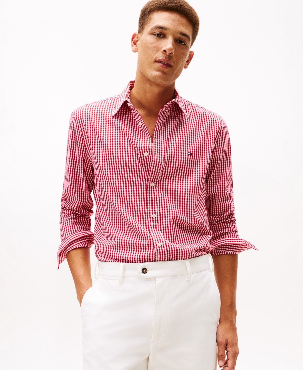 Tommy Hilfiger Men's Flex Poplin Big Gingham Shirt